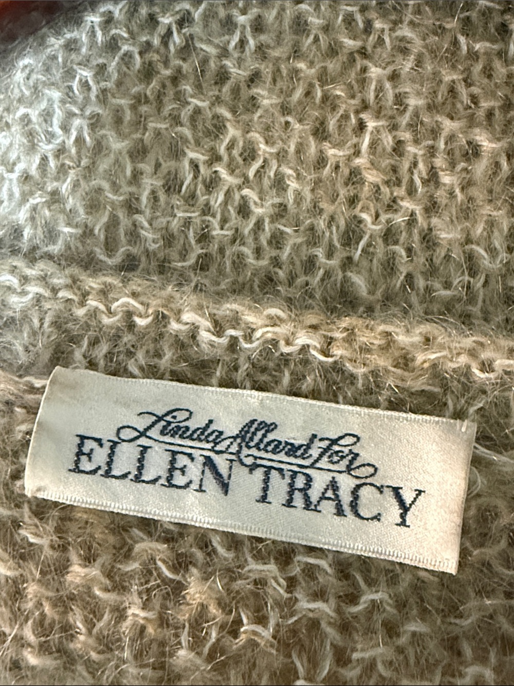 Ellen Tracy Beige & Cream Cable-Trim V-Neck Sweater Vest - Picture 12 of 15